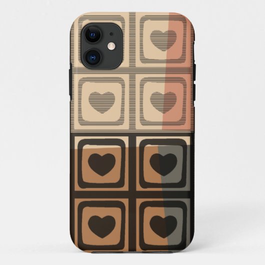 Noir, brun, gris Coeurs vintages coque iphone (Dos)