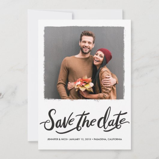Noir Brush Script Wedding Enregistrer La Carte Dat (Devant)