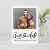 Noir Brush Script Wedding Enregistrer La Carte Dat (Debout devant)