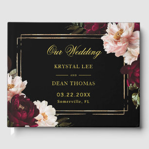 Noir Burgundy Floral Mariage Humeur Blush