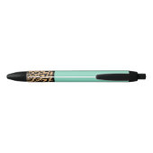 Noir Cadeau de stylo de bureau Leopard Turquoise (Dos)