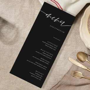 Noir Calligraphie Élégant Mariage Cartes de menu