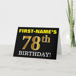 Noir, Carte "78e ANNIVERSAIRE" imitation or : Noir