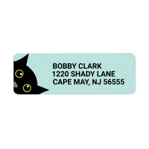 NOIR CAT PEEKING ART Retourner l'adresse Étiquette