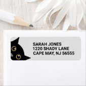 NOIR CAT PEEKING ART Retourner l'adresse Étiquette (En situation)