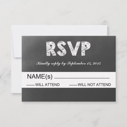 Noir Chalkboard Wedding RSVP (Devant)