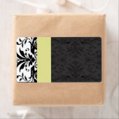 Noir & Chartreuse Damask Étiquettes de adresse - (En situation)