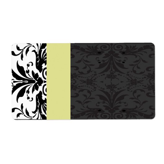 Noir & Chartreuse Damask Étiquettes de adresse - (Devant)