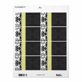 Noir & Chartreuse Damask Étiquettes de adresse - (Feuille entière)