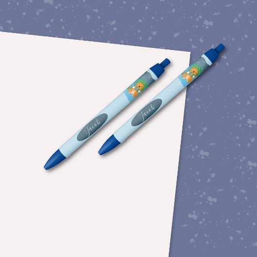 Noir Chat au gingembre en dessin dans le stylo à neige 