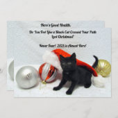 Noir Chat Noël - Humour - Carte de Noël Plat (Devant / Derrière)