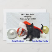 Noir Chat Noël - Humour - Carte de Noël Plat (Dos)