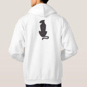Noir Chat Silhouette hommes à capuchon blanc sweat (Dos)