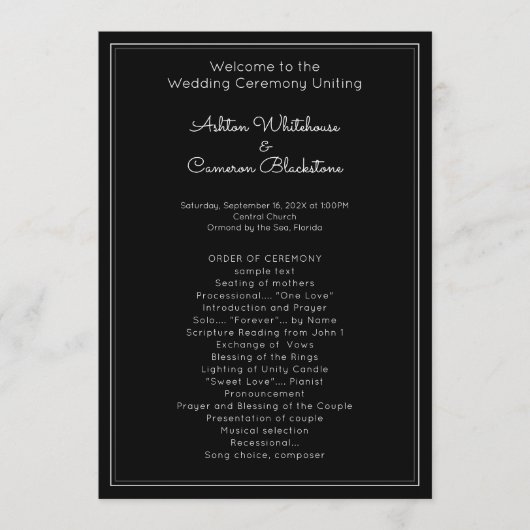 Noir clair Modèle du programme de mariage simple (Devant)