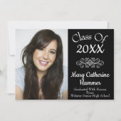 Noir "Classe de 20XX" Photo Grad Faire-part (Devant)