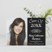 Noir "Classe de 20XX" Photo Grad Faire-part (Debout devant)