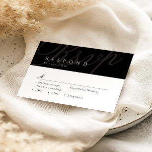 Noir Classique Élégante Calligraphie Mariage RSVP