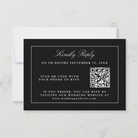 Noir classique Simple Elegant RSVP avec code QR (Devant)