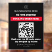 Noir | Code QR Menu Scan Order Fenêtre Autocollant (Feuille 2)