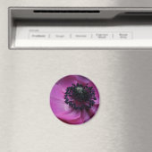 Noir coeur Anéone Magnet rond (In Situ (Lave-vaisselle))