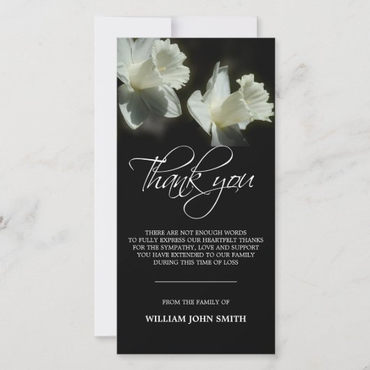 Noir commémoratif de MERCI de jonquilles de fleur (Devant)