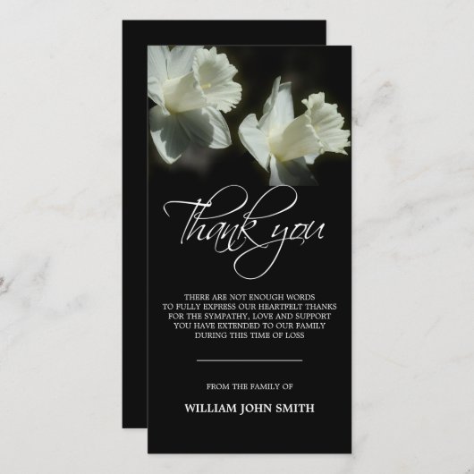 Noir commémoratif de MERCI de jonquilles de fleur (Devant / Derrière)