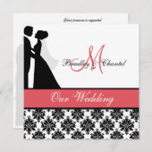 Noir, corail, et faire-part de mariage blanc de (Devant / Derrière)