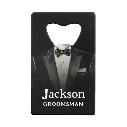 Noir Costume Groomsman Bouteille-Cadeau Ouverture (Devant)