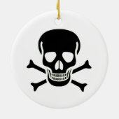 Noir Crâne blanc rond ornement céramique 2 côtés (Dos)