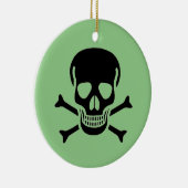 Noir Crâne vert rond ornement céramique 2 côtés (Droite)