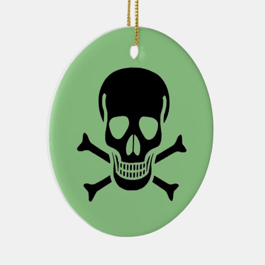 Noir Crâne vert rond ornement céramique 2 côtés (Droite)