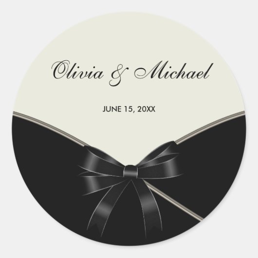 Noir Crème d'ivoire Mariage Favoriser Stickers Éti (Devant)