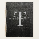 Noir Croc Monogrammed Planner (Voorkant)