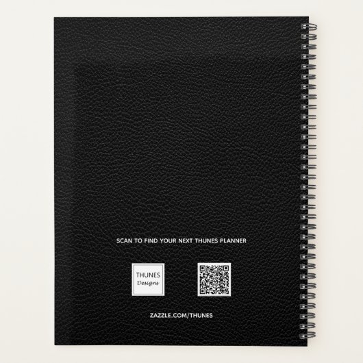 Noir cuir monogramme initiales nom 2025 (Dos)