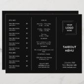 Noir Custom Business Logo Restaurant Takeout Menu (Devant / Derrière)