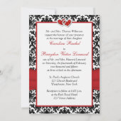 Noir, Damas blanc, Coeurs joints Invitation de mar (Dos)