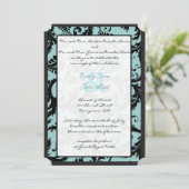 Noir Damas Faire-part de mariage bleu Turquoise (Debout devant)