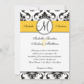 Noir Damas Faire-part de mariage jaune (Dos)