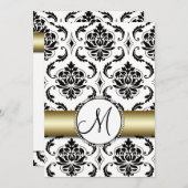 Noir Damas Faire-part de mariage or (Devant / Derrière)