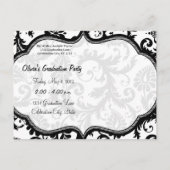 Noir Damask Classe de diplômes Invitations (Dos)