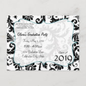 Noir Damask Classe de diplômes Invitations (Dos)