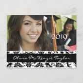 Noir Damask Classe de diplômes Invitations (Devant)