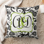 Noir Damask Monogram mariée et Coussin de chambre (Couverture)