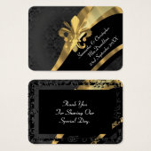 Noir damask, or mariage faveur merci tag (Devant & derrière)