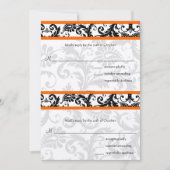 Noir Damask Orange Trier RSVP Faire-part de mariag (Devant)