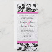 Noir Damask Profond rose Faire-part de mariage (Devant)