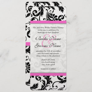 Noir Damask Profond rose Faire-part de mariage