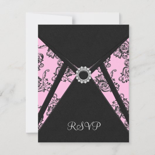 Noir Damask Rose Elegant noir RSVP (Devant)
