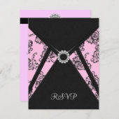 Noir Damask Rose Elegant noir RSVP (Devant / Derrière)