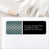 Noir Damask Turquoise & Noir Étiquettes de adresse (En situation)